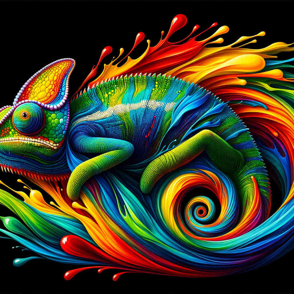 Malen nach Zahlen - Chamäleon Splash, bunt