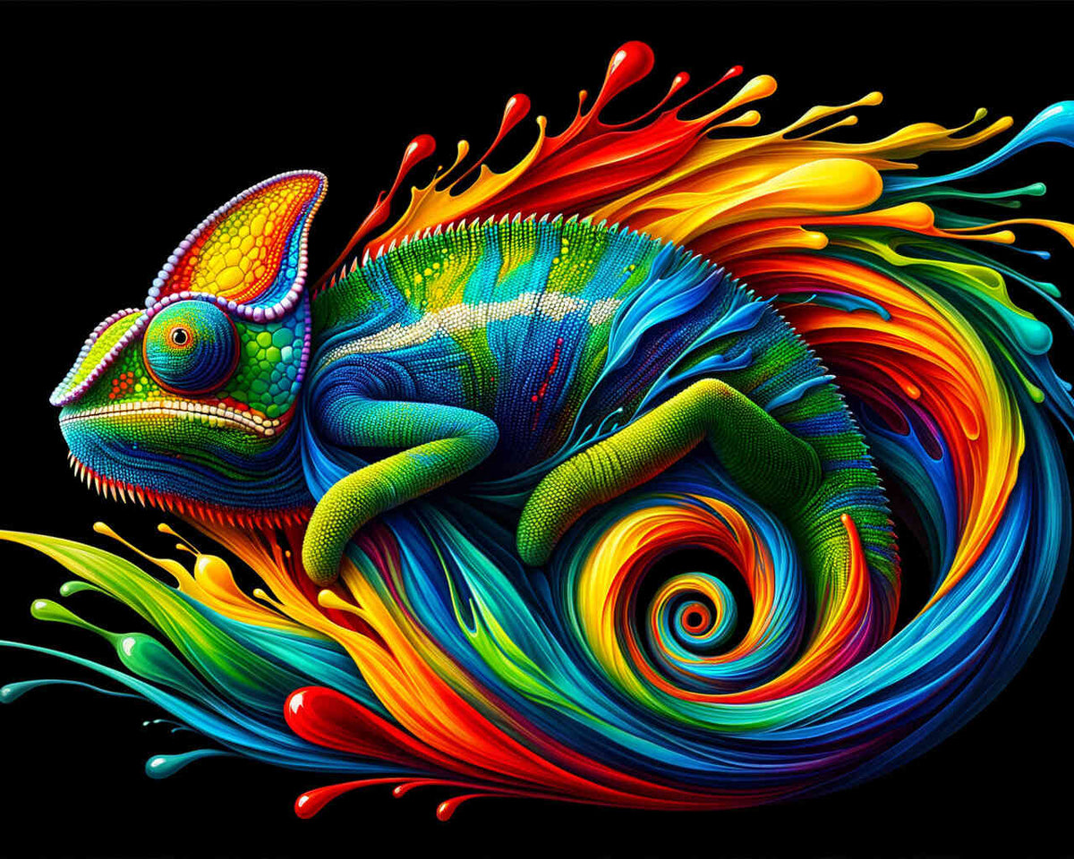  Foto zu Malen nach Zahlen - Chamäleon Splash, bunt - Jetzt kaufen 