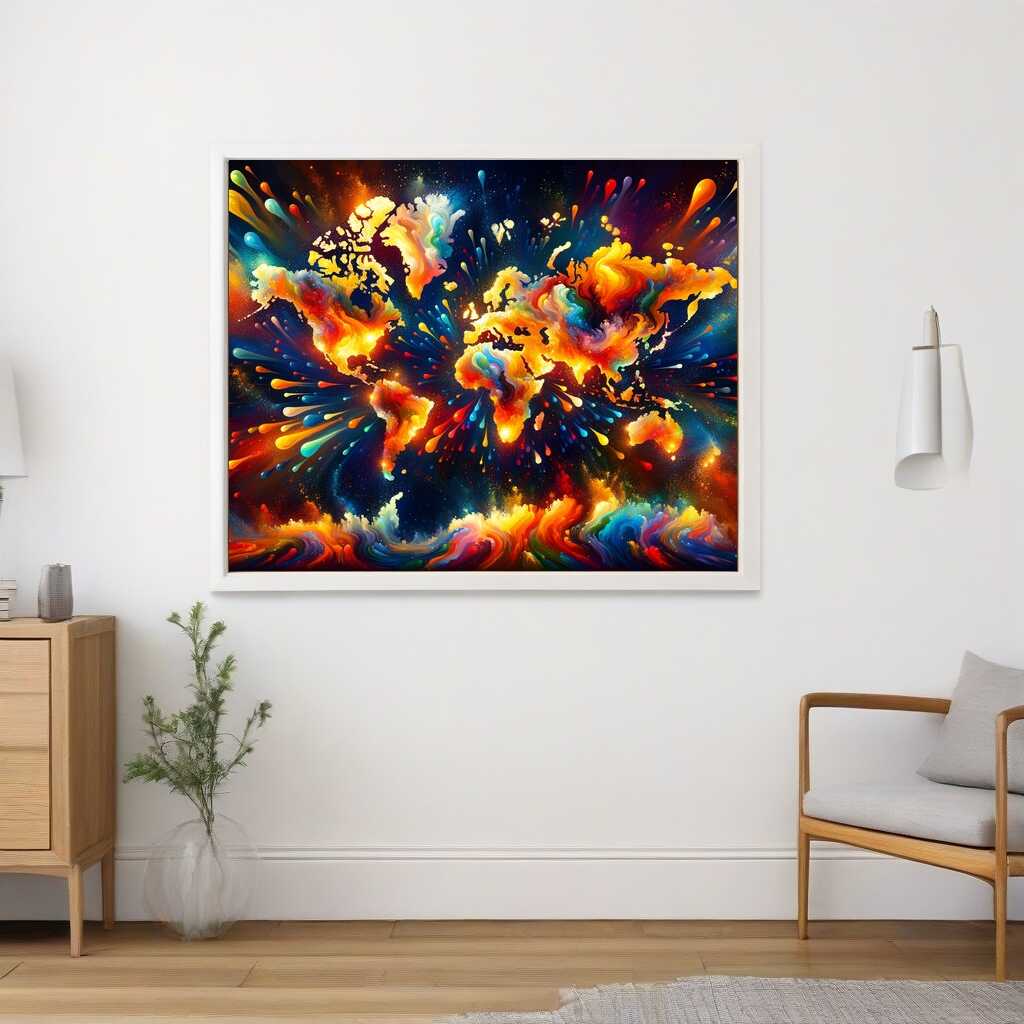 Malen nach Zahlen - Weltkarte, Farbkleckse