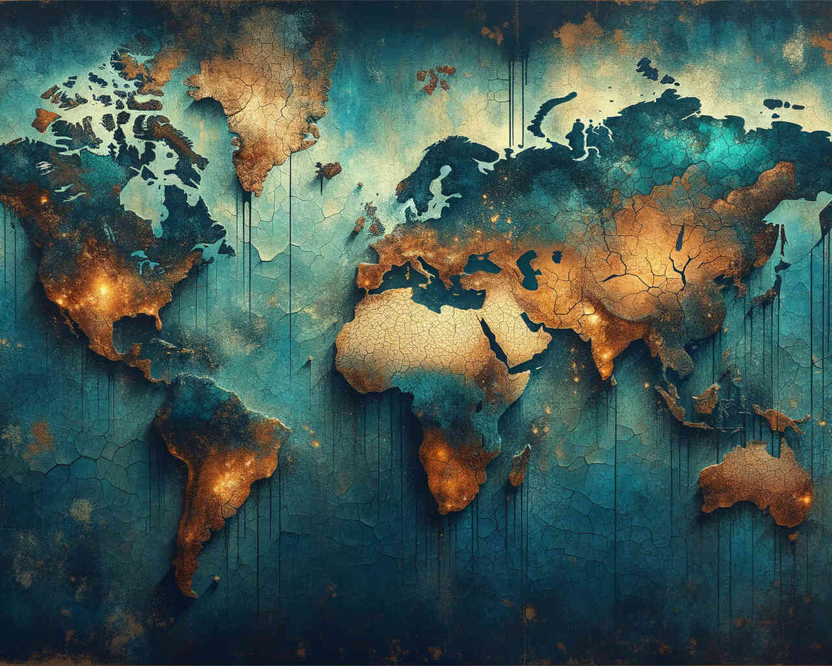 Malen nach Zahlen - Weltkarte Petrol