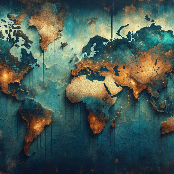 Malen nach Zahlen - Weltkarte Petrol