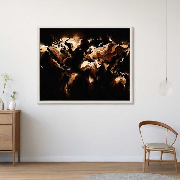 Malen nach Zahlen - Weltkarte in Braun auf Schwarz