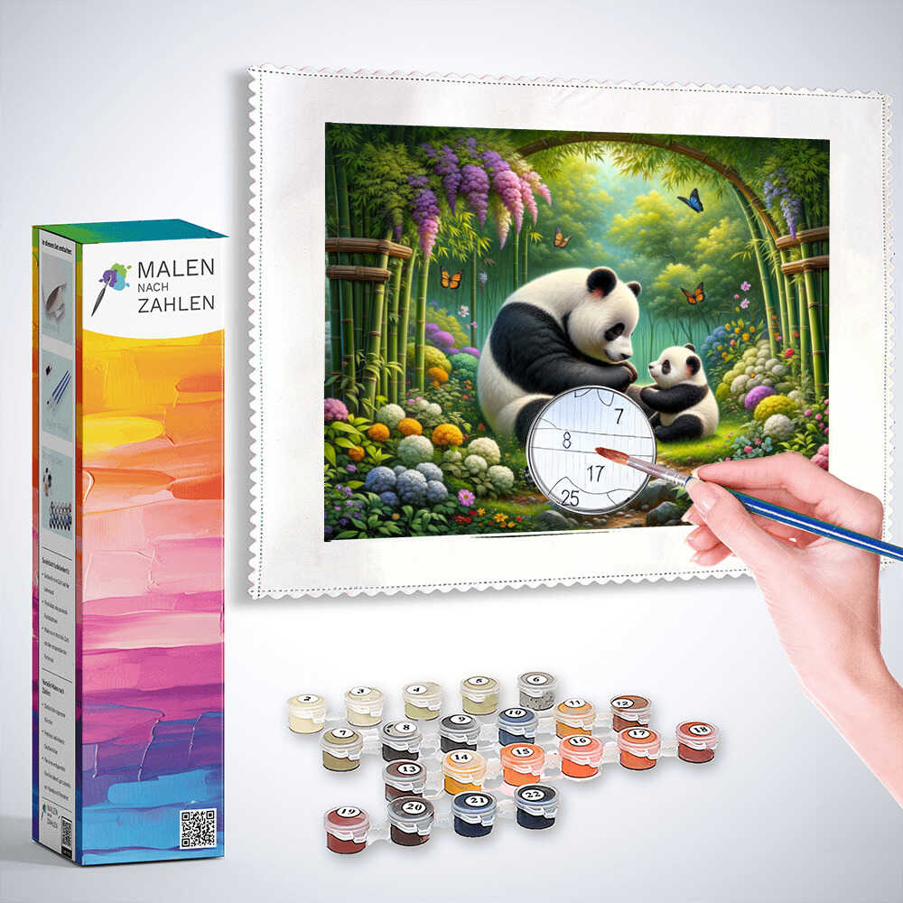 Malen nach Zahlen - Panda, Mutter mit Kind