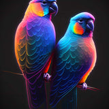 Buntes Vögel Liebespaar auf einem Ast - AB Diamond Painting Kit - Kunst die funkelt! Perfekt für kreative Hobbys.
