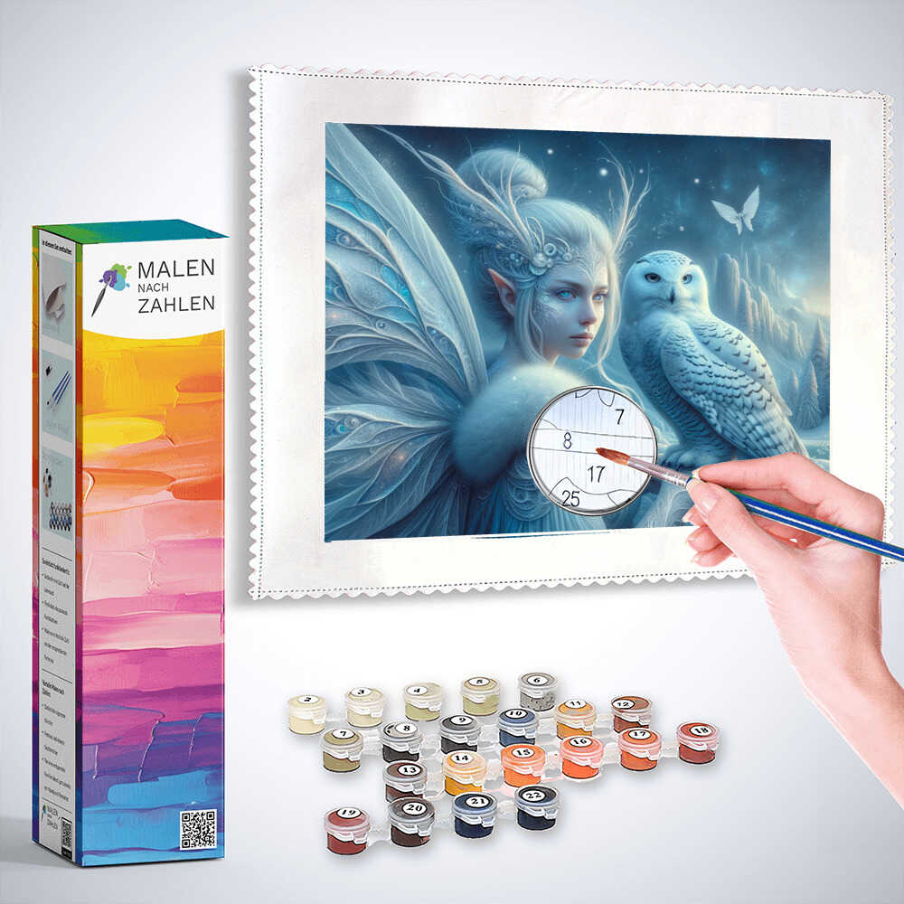 Malen nach Zahlen - Eisfee mit Schneeeule