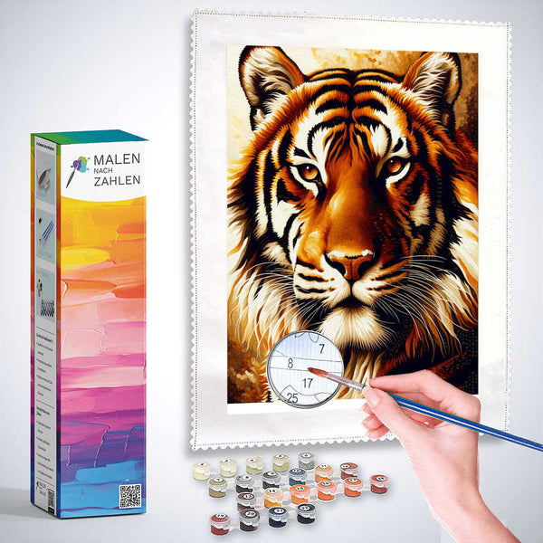 Malen nach Zahlen - Tiger schaut auf