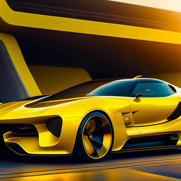 Malen nach Zahlen Gelber Sportwagen, hochwertiges Kunstprodukt, entspannende Aktivität für Kunstliebhaber, gelbes Luxusfahrzeug