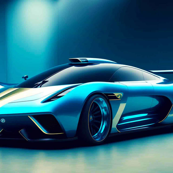 Malen nach Zahlen - Blauer Sportwagen - hochwertige Leinwand - Auto, Horizontal