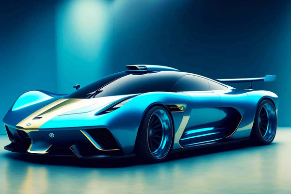 Malen nach Zahlen - Blauer Sportwagen - hochwertige Leinwand - Auto, Horizontal