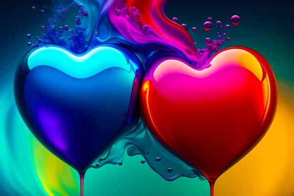 Malen nach Zahlen - Herzpärchen - hochwertige Leinwand - Herz, Horizontal, Liebe