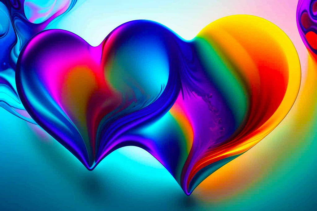 Malen nach Zahlen - Ein Herz für Zwei - hochwertige Leinwand - Abstrakt, Herz, Horizontal, Liebe