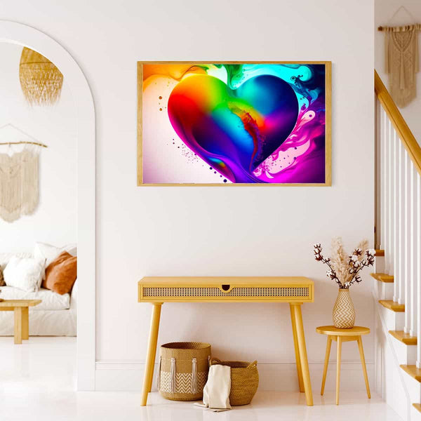 "Malen nach Zahlen Farbwolke Herz Bild in wohnlicher Einrichtung mit natürlichen Akzenten und moderner Dekoration"