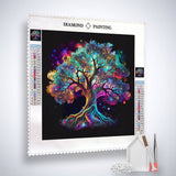Diamond Painting Lebensbaum Bunt Kit with Tree Design, Acrylic Diamonds, Professional Canvas, Tweezers, and Pen