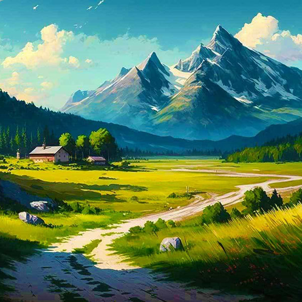 Malen nach Zahlen - Wanderweg auf den Berg, entspannendes Berg-Panorama, naturinspiriertes DIY Kunstwerk