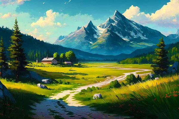 Malen nach Zahlen - Wanderweg auf den Berg, entspannendes Berg-Panorama, naturinspiriertes DIY Kunstwerk