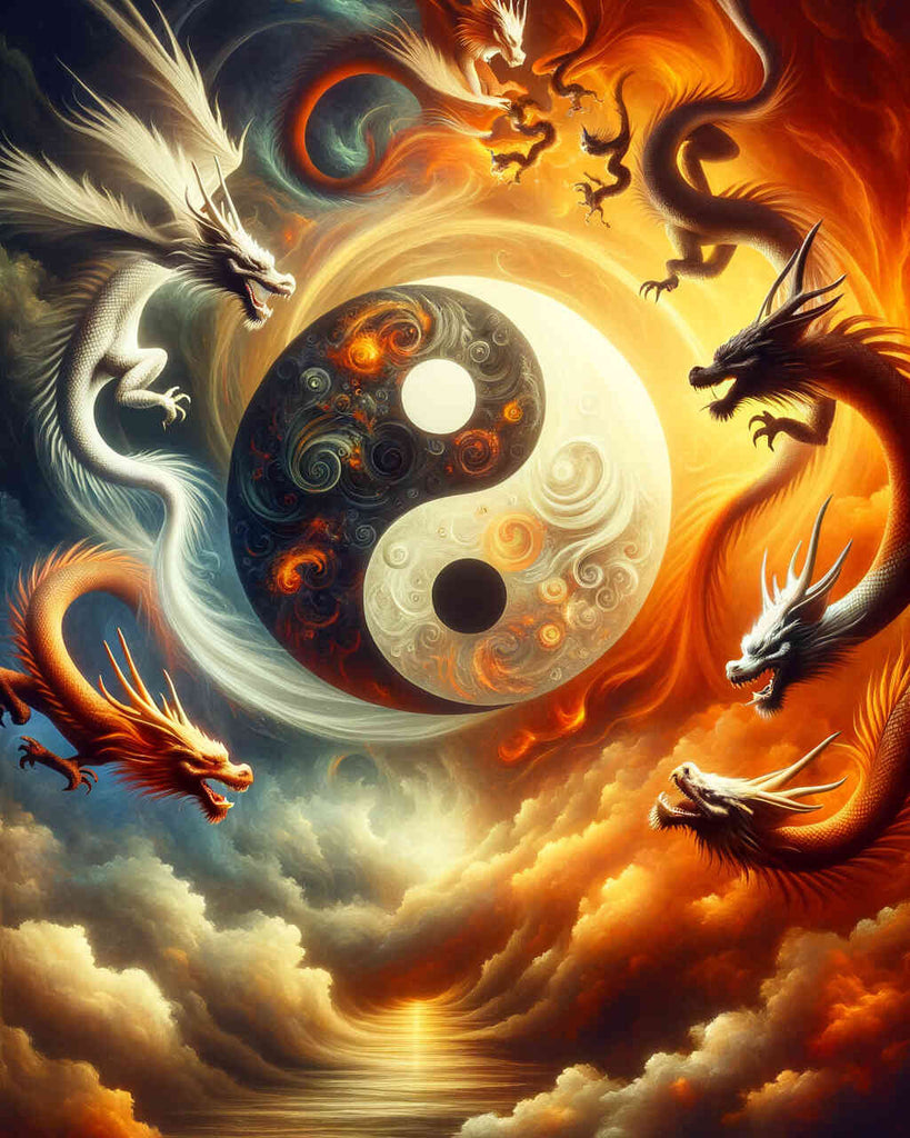 Malen nach Zahlen - Yin und Yang Drachen
