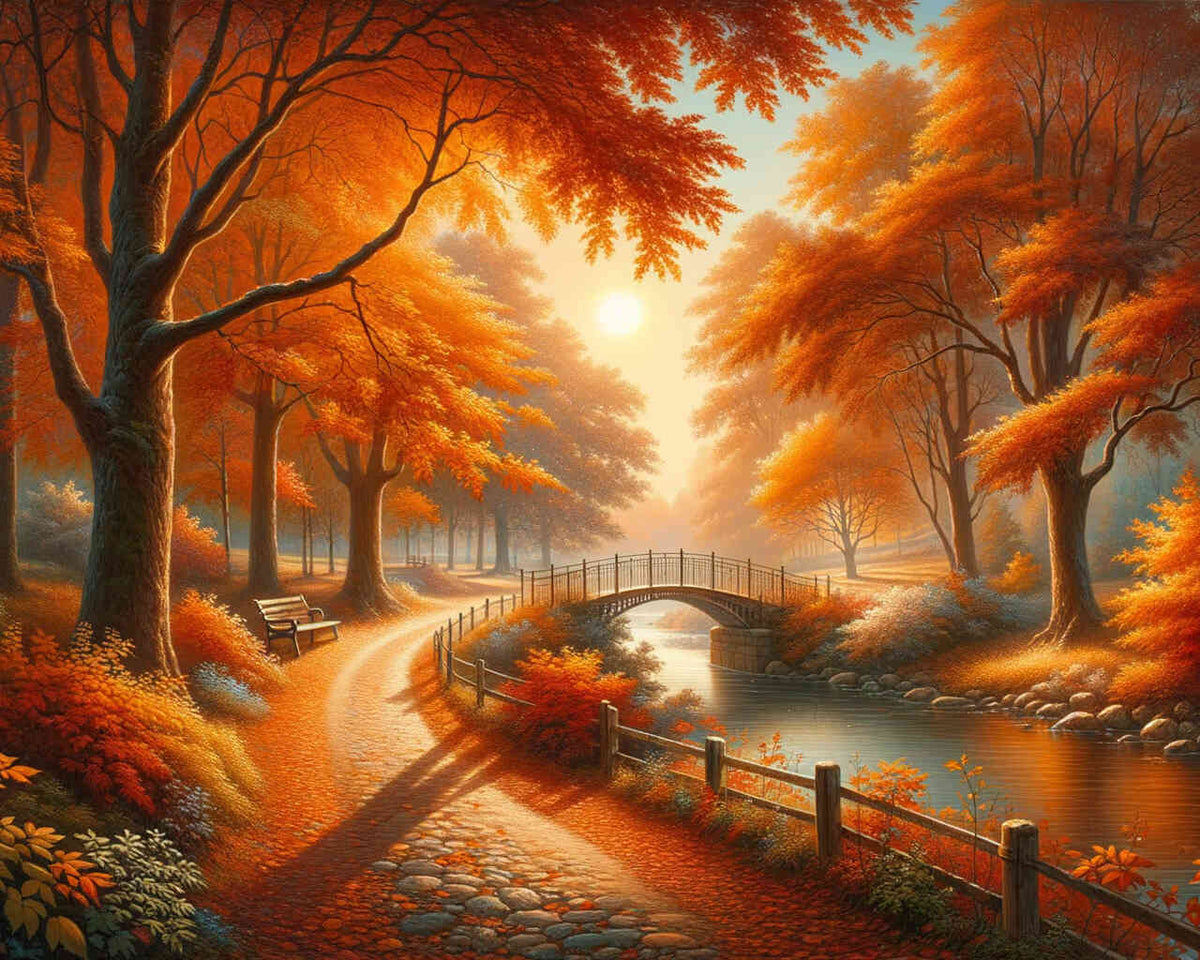 Malen nach Zahlen - Herbstspaziergang, Orange