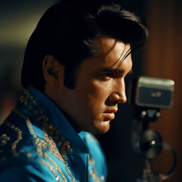 Diamond Painting - Elvis, das Profil einer Legende, funkelndes Kunstwerk mit Profi-Set, einschließlich Leinwand und Acryl-Diamanten.