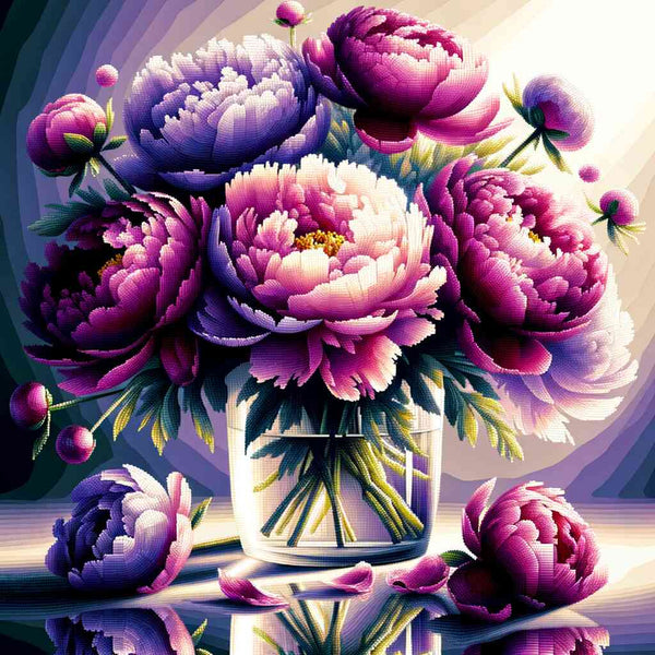 Malen nach Zahlen - Pfingstrosenstrauß Lila