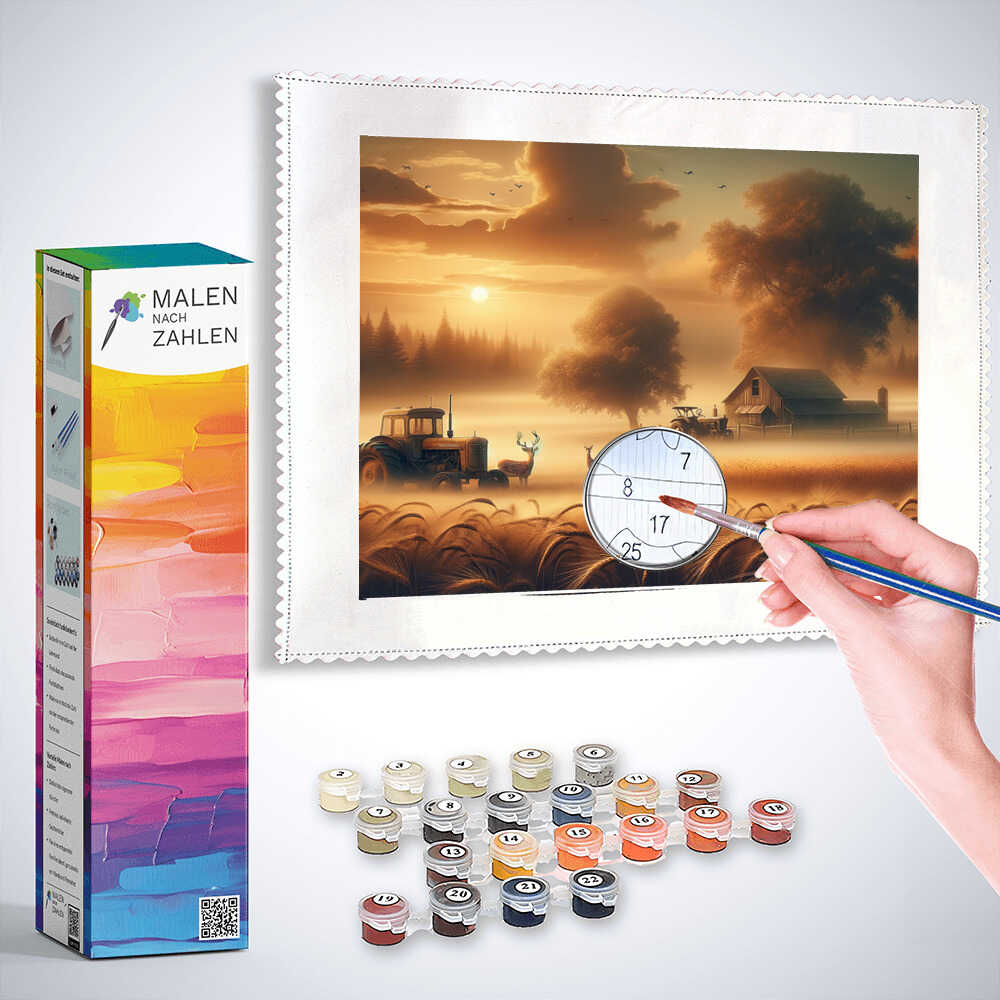 Malen nach Zahlen - Hirsche, Traktor