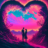 Romantisches Herzpärchen Diamond Painting Kit – Malen Sie ein funkelndes Motiv mit Profi-Leinwand und veredelten Acryl-Diamanten.
