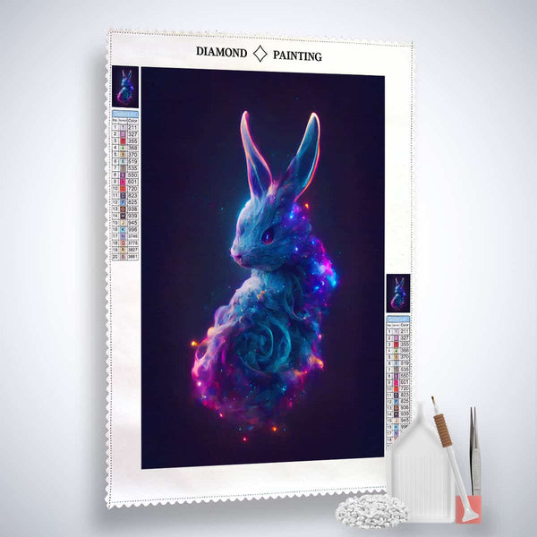 Diamond Painting Mystischer Hase – Komplettset mit Leinwand, Acryl Diamonds, Pinzette und Setzstift für funkelnde Kunstwerke