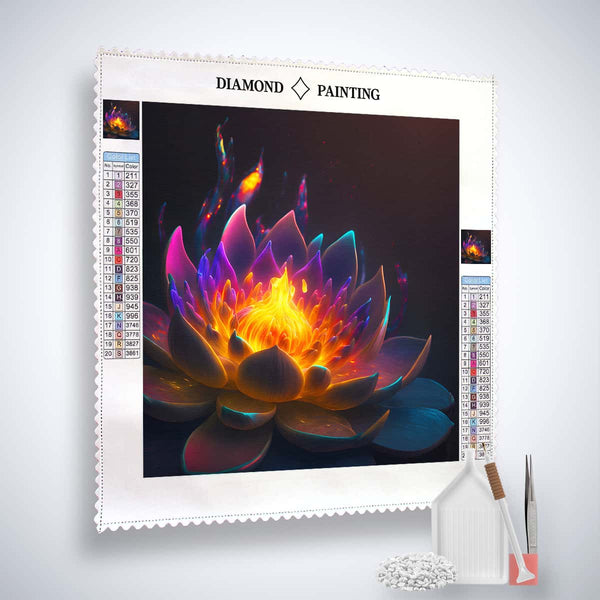 AB Diamond Painting - Feuerblume in der Nacht Kit mit Profi-Leinwand, Acryl Diamonds, Pinzette und Setzstift. Kunst, die funkelt!