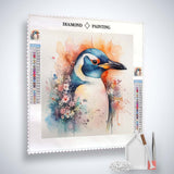Diamond Painting Kit - Witziger Pinguin with acrylic diamonds, professional canvas, and artist tools for sparkling artwork.
