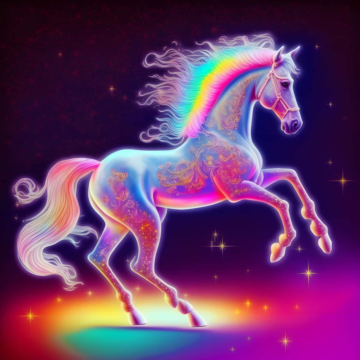 Buntes Einhorn-Design für AB Diamond Painting Kits, prachtvoll leuchtend, mit veredelten Acryl Diamonds und funkelnden Details.
