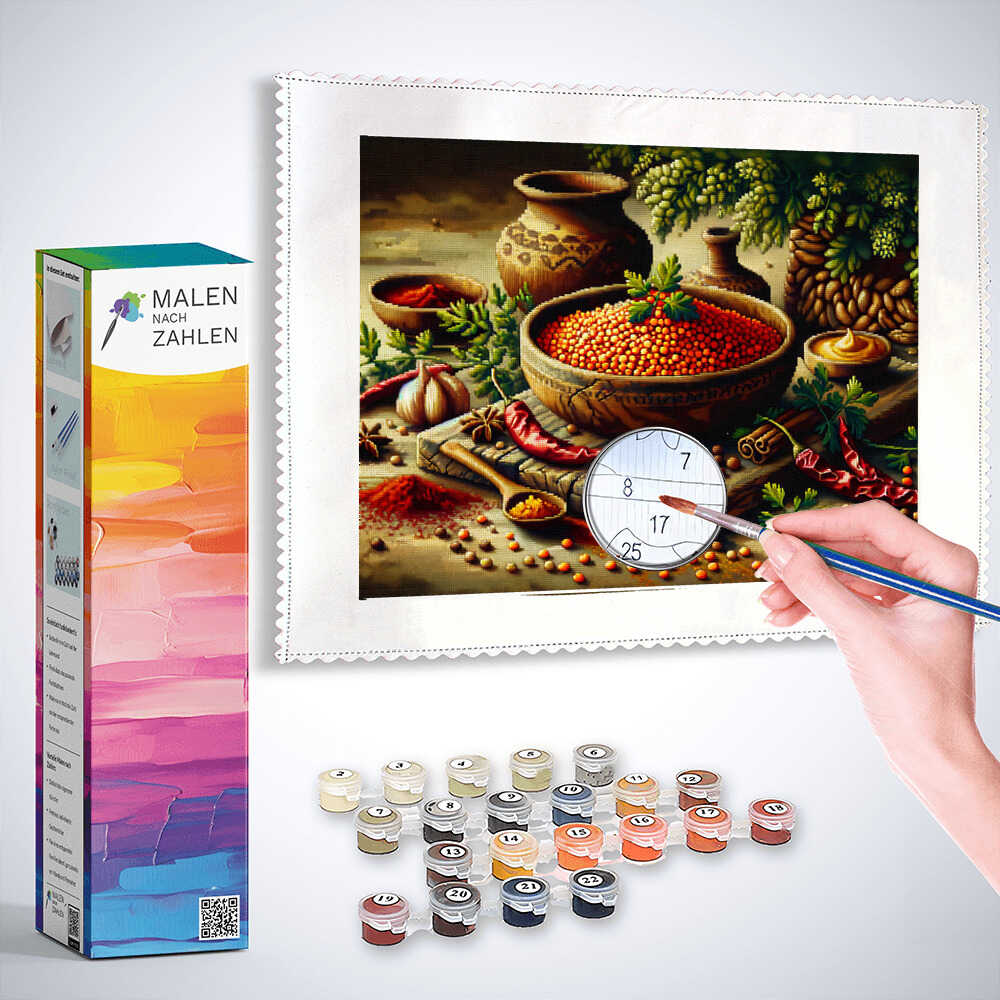 Malen nach Zahlen - Linsengericht und Gewürze