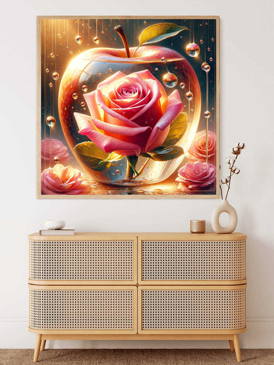 Malen nach Zahlen - Glas Apfel Rosa Rose