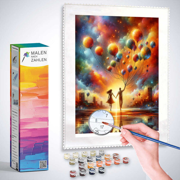 Hand in Hand, Ballons - Malen nach Zahlen