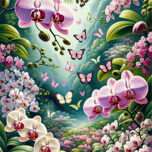 Malen nach Zahlen - Orchideen Schmetterlinge
