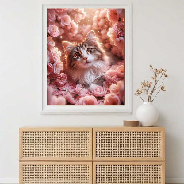Malen nach Zahlen - Rosa Blümchen Katze