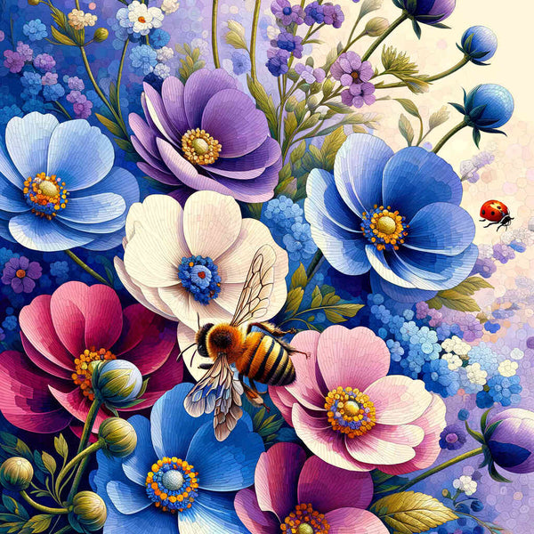 Malen nach Zahlen - Blumen und Hummel