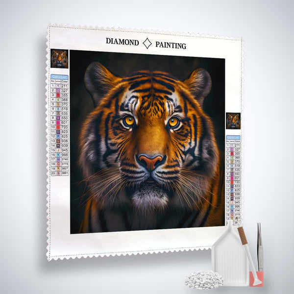 Diamond Painting Kit with Tiger Design – Includes professional canvas, acrylic diamonds, artist tweezers, and setting pen
