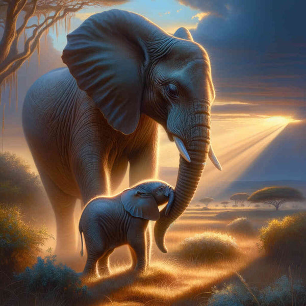 Malen nach Zahlen - Elefant Mutter und Kalb