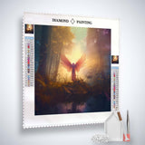 Diamond Painting Kit Naturengel with shimmering angel motif, acrylic diamonds, canvas, tweezers, and professional setting tools.