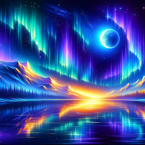 Malen nach Zahlen - Polarlichter bei Vollmond
