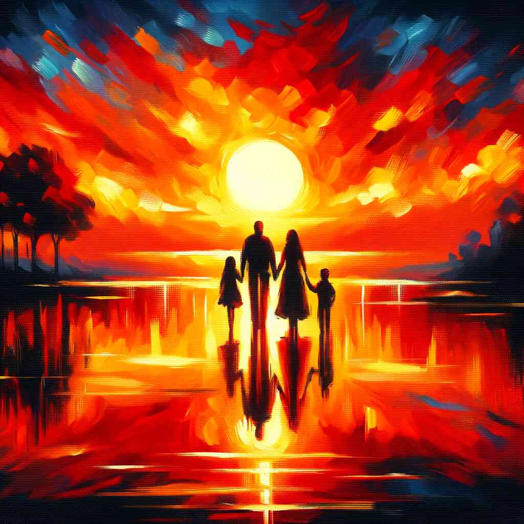 Malen nach Zahlen - Happy Family, Sonnenuntergang