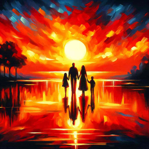 Malen nach Zahlen - Happy Family, Sonnenuntergang