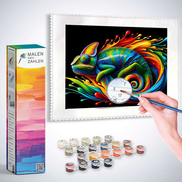 Malen nach Zahlen - Chamäleon Splash, bunt