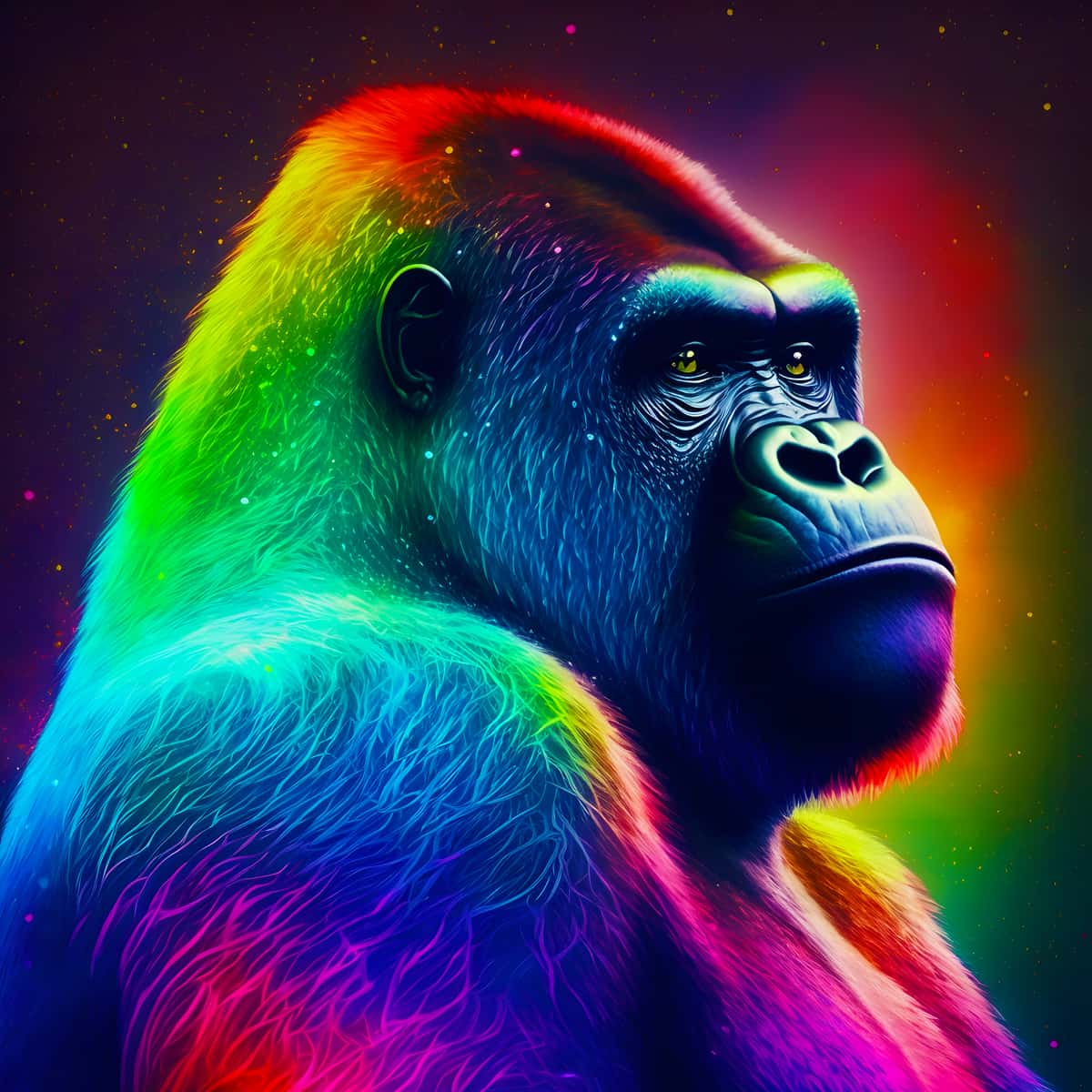 Neon Gorilla Art - Brightly Colored Gorillas Painting for Relaxation and Stress Relief, Malen nach Zahlen