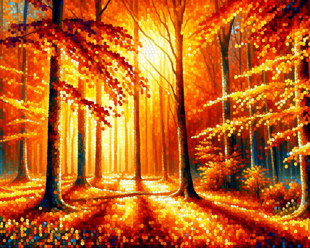 Malen nach Zahlen - Herbstwald Sonne