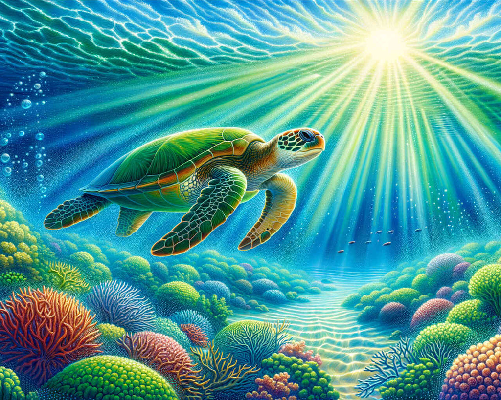 Malen nach Zahlen - Schildkröte auf Meeresgrund