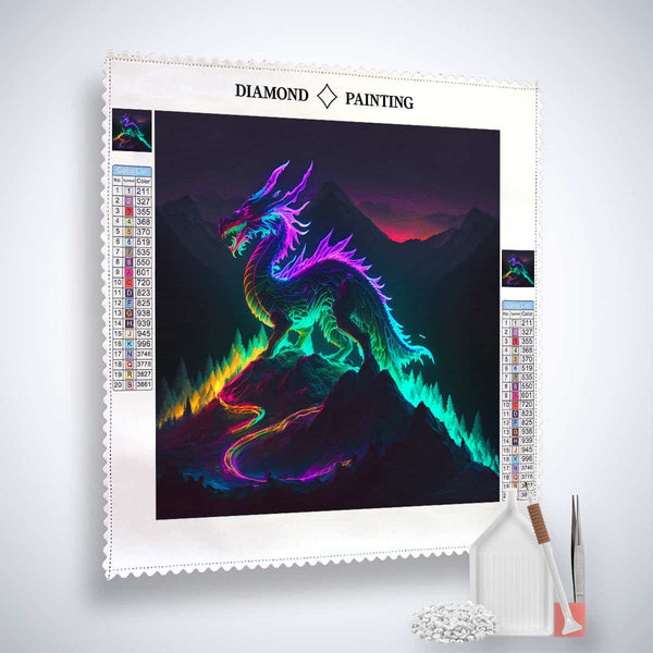 Diamond Painting Kit Feuergeborene Motiv mit leuchtendem Drachen, Profi-Leinwand, Acryl Diamonds, Setzstift und Künstler-Pinzette