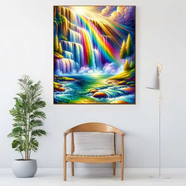 Malen nach Zahlen - Regenbogen Wasserfall