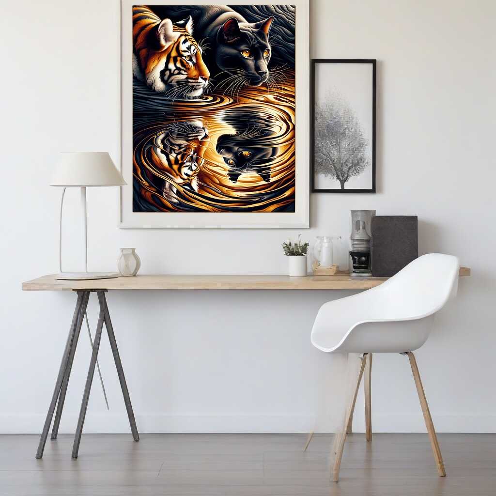 Malen nach Zahlen - Tiger und Panther, Spiegelbilder