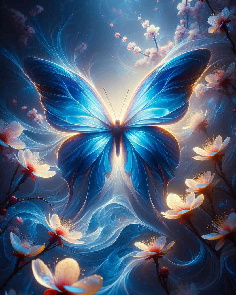 Malen nach Zahlen - Blauer Schmetterling lange Flügel