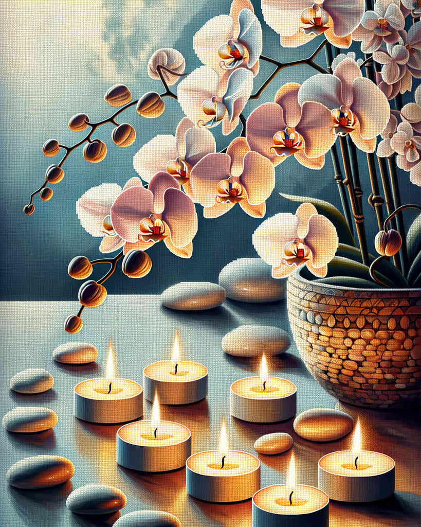 Malen nach Zahlen - Orchidee Teelichter